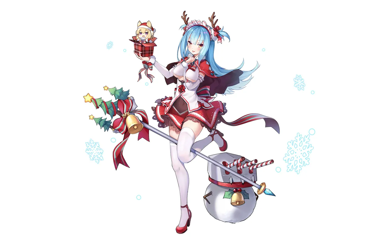 Photo wallpaper girl, sexy, Christmas, boobs, anime, beautiful, pretty, erotic