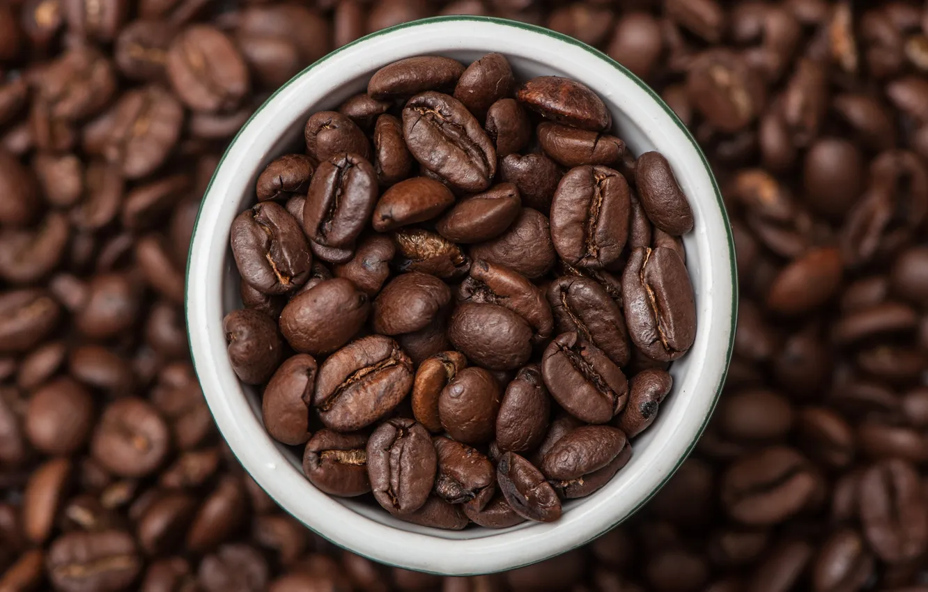 Photo wallpaper coffee, grain, Cup