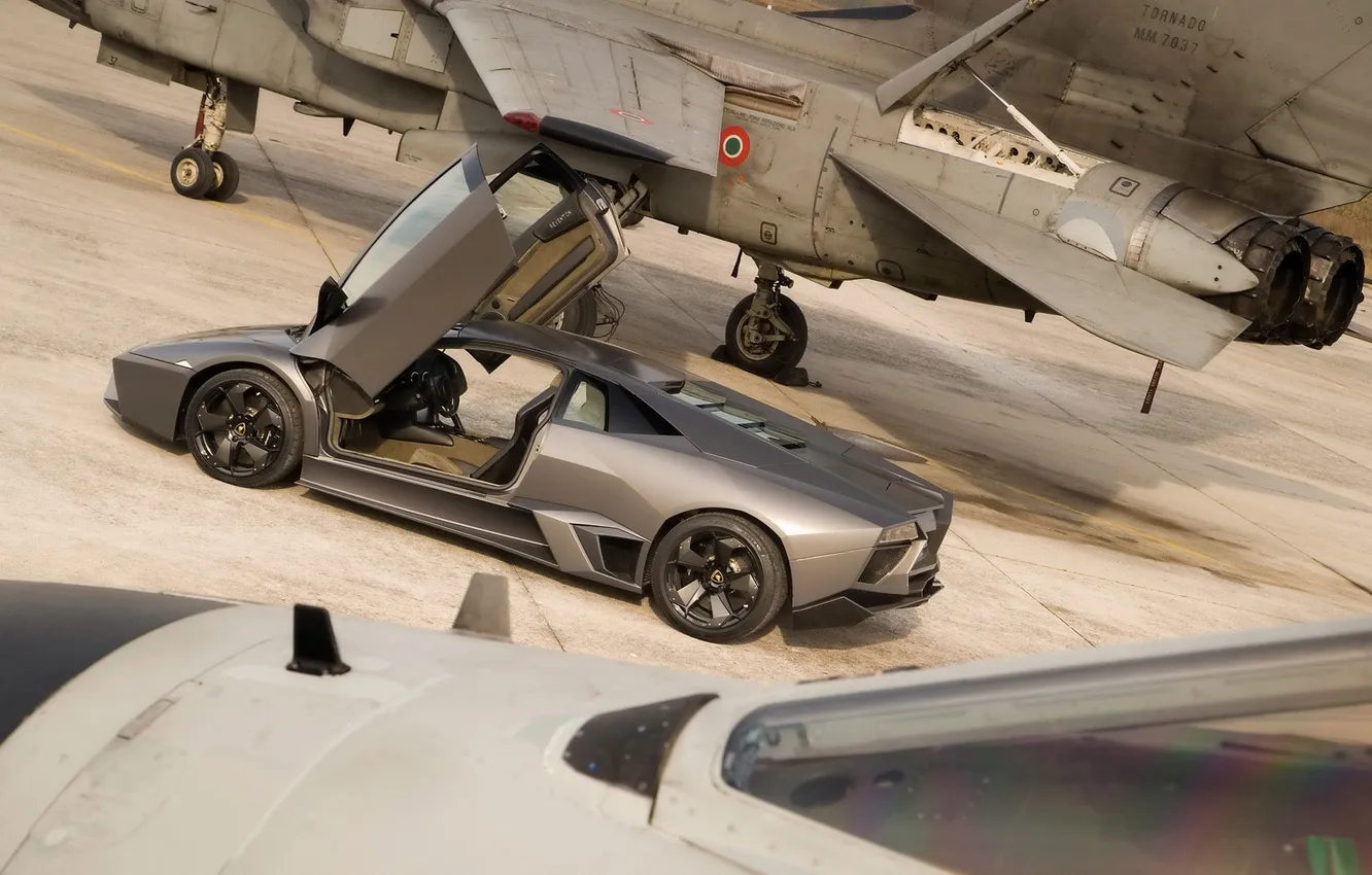 Photo wallpaper Lamborghini, Reventon, fighter, open doors, Lamborghini, Reventon, Lambo doors