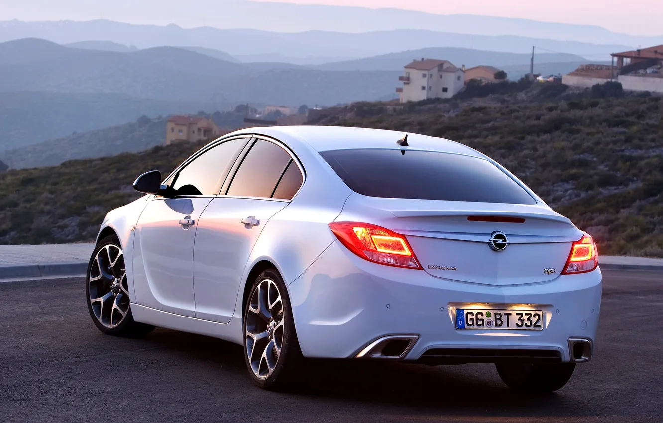 Photo wallpaper machine, auto, white, the evening, Insignia, Opel, Opel, OPC