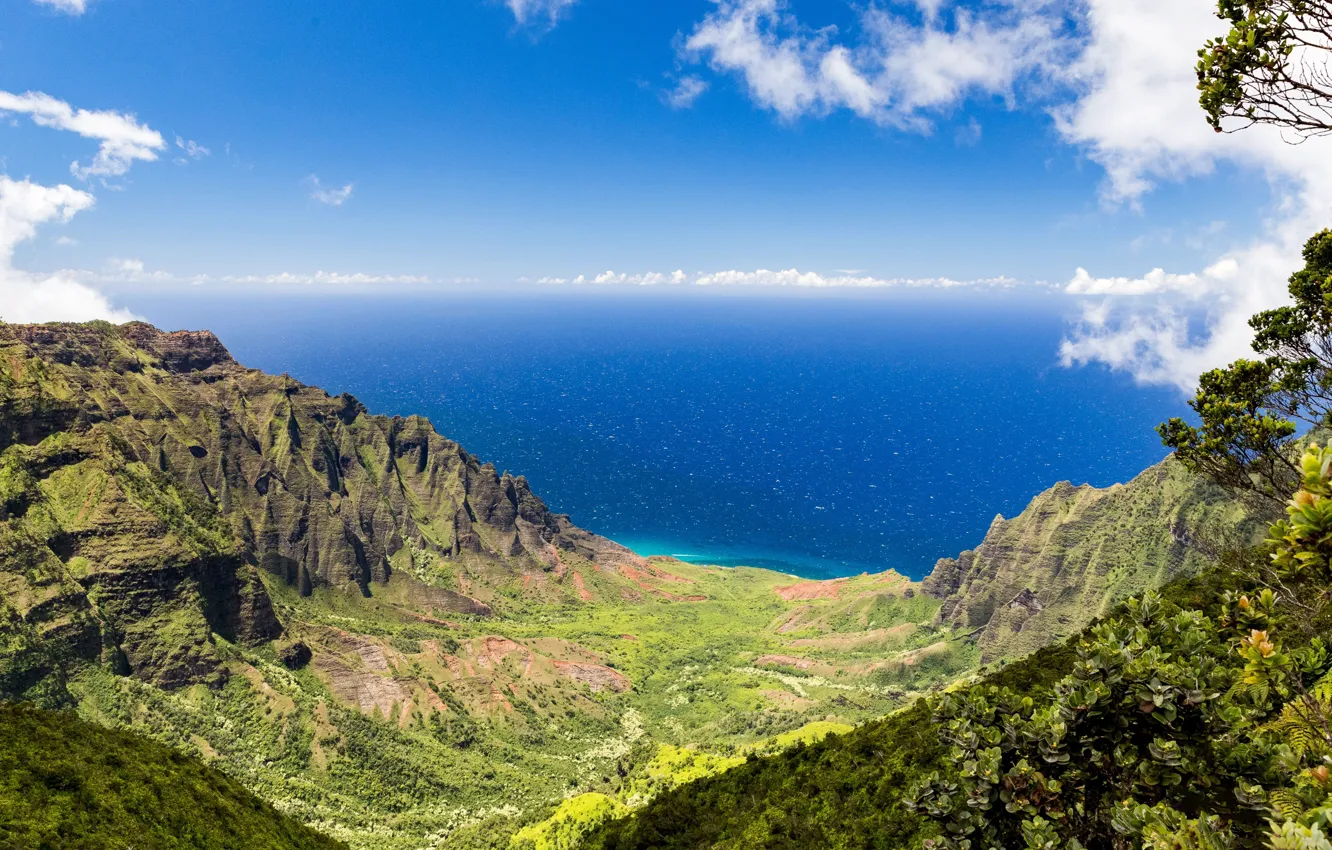Photo wallpaper sea, Hawaii, the island of Kauai, Valley Of Kalalau