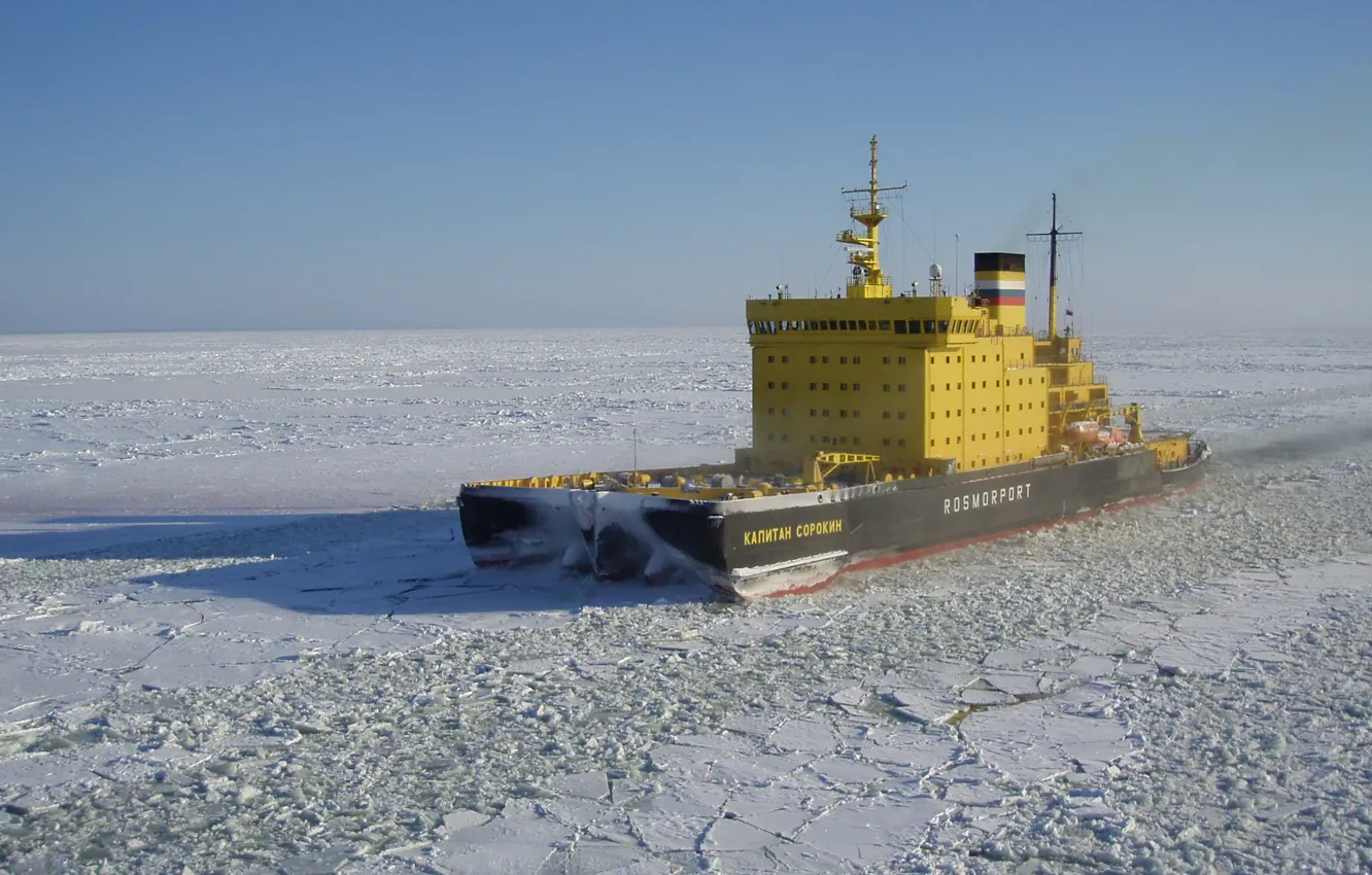 Photo wallpaper ice, sea, ship, ice-breaker, rosmorport, baltic, kapitan sorokin