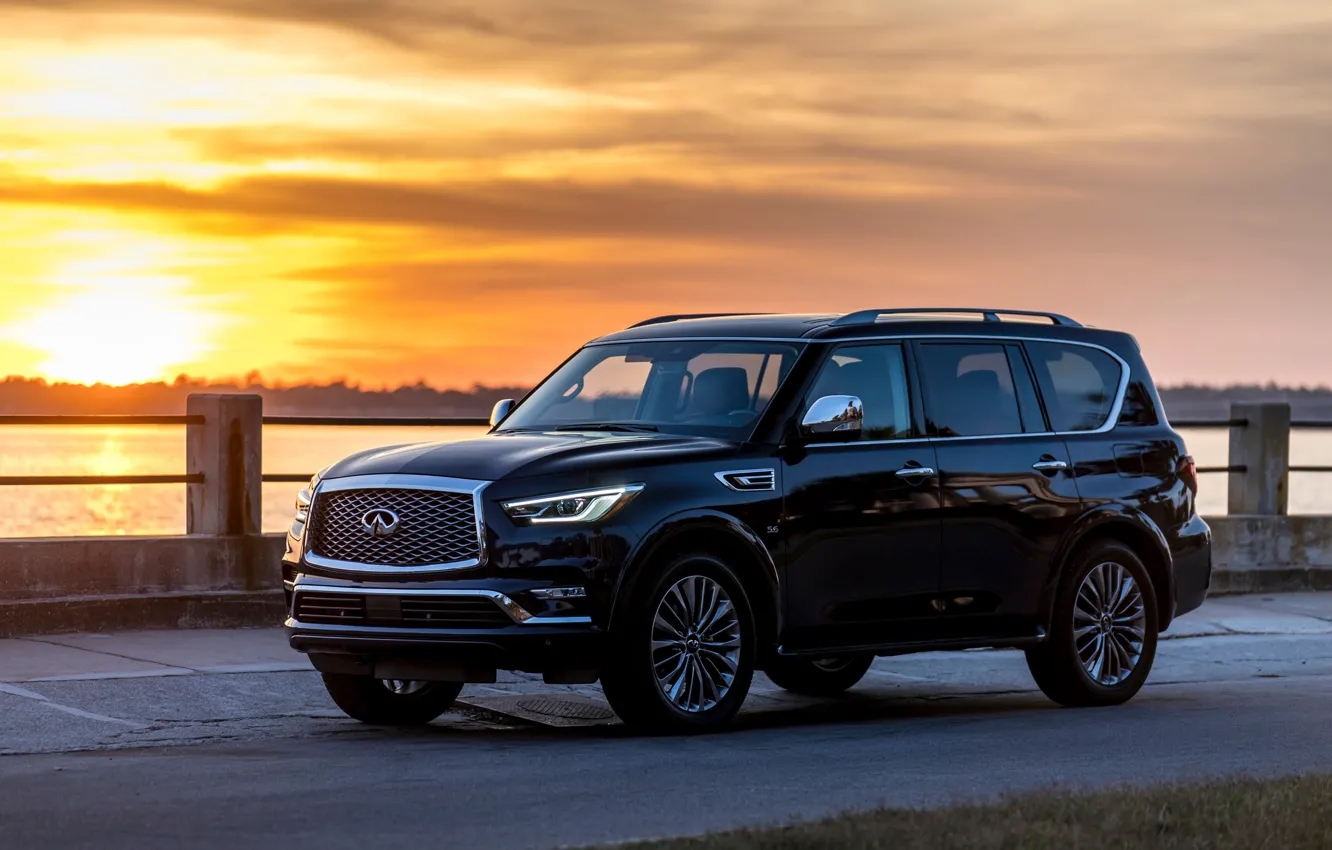 Photo wallpaper sunset, Infiniti, 2018, QX80