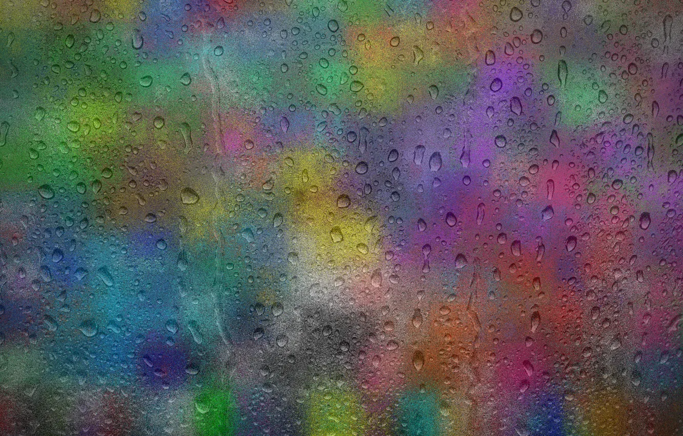 Photo wallpaper drops, rain, stained glass