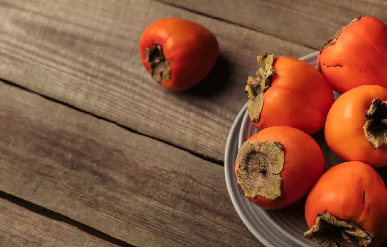 Photo wallpaper background, plate, persimmon