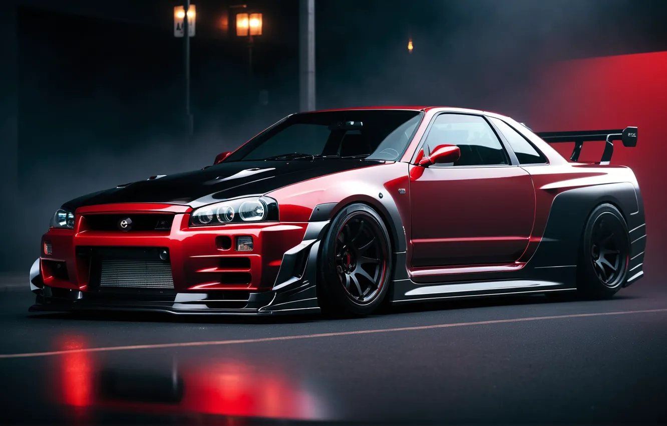 Photo wallpaper machine, red, modeling