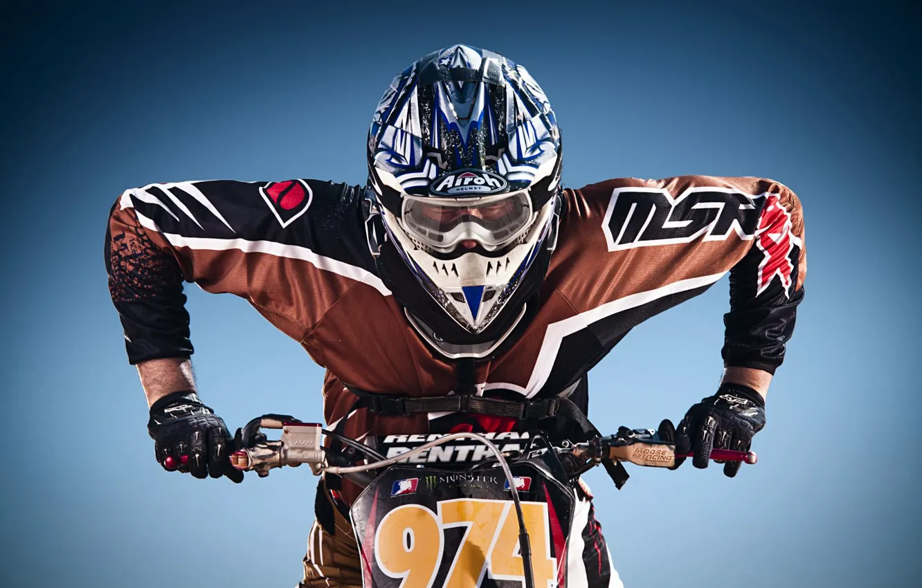 Photo wallpaper motorcycle, pilot, motocross, extreme sports