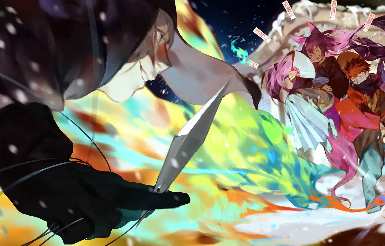 Photo wallpaper weapons, characters, pixiv fantasia, Yotsuya