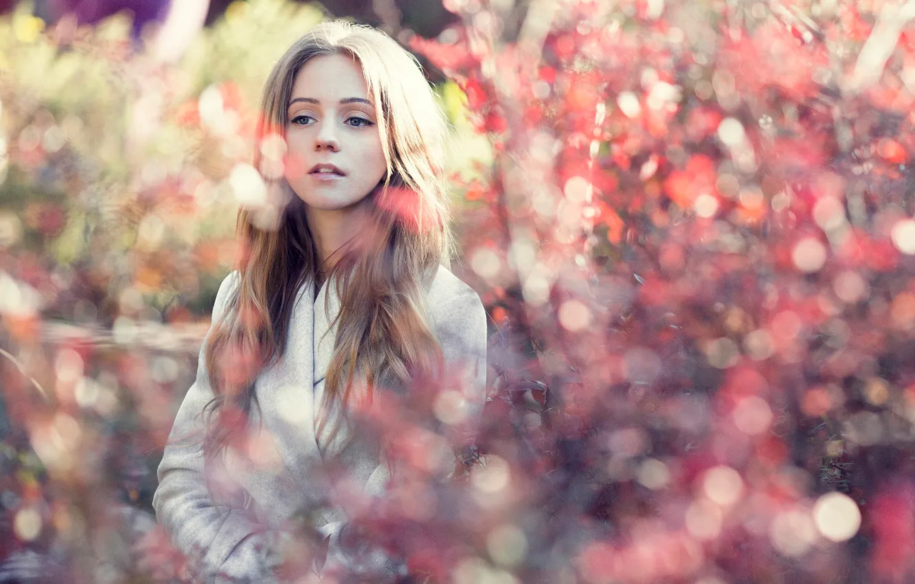 Photo wallpaper autumn, look, leaves, portrait, Russia, bokeh