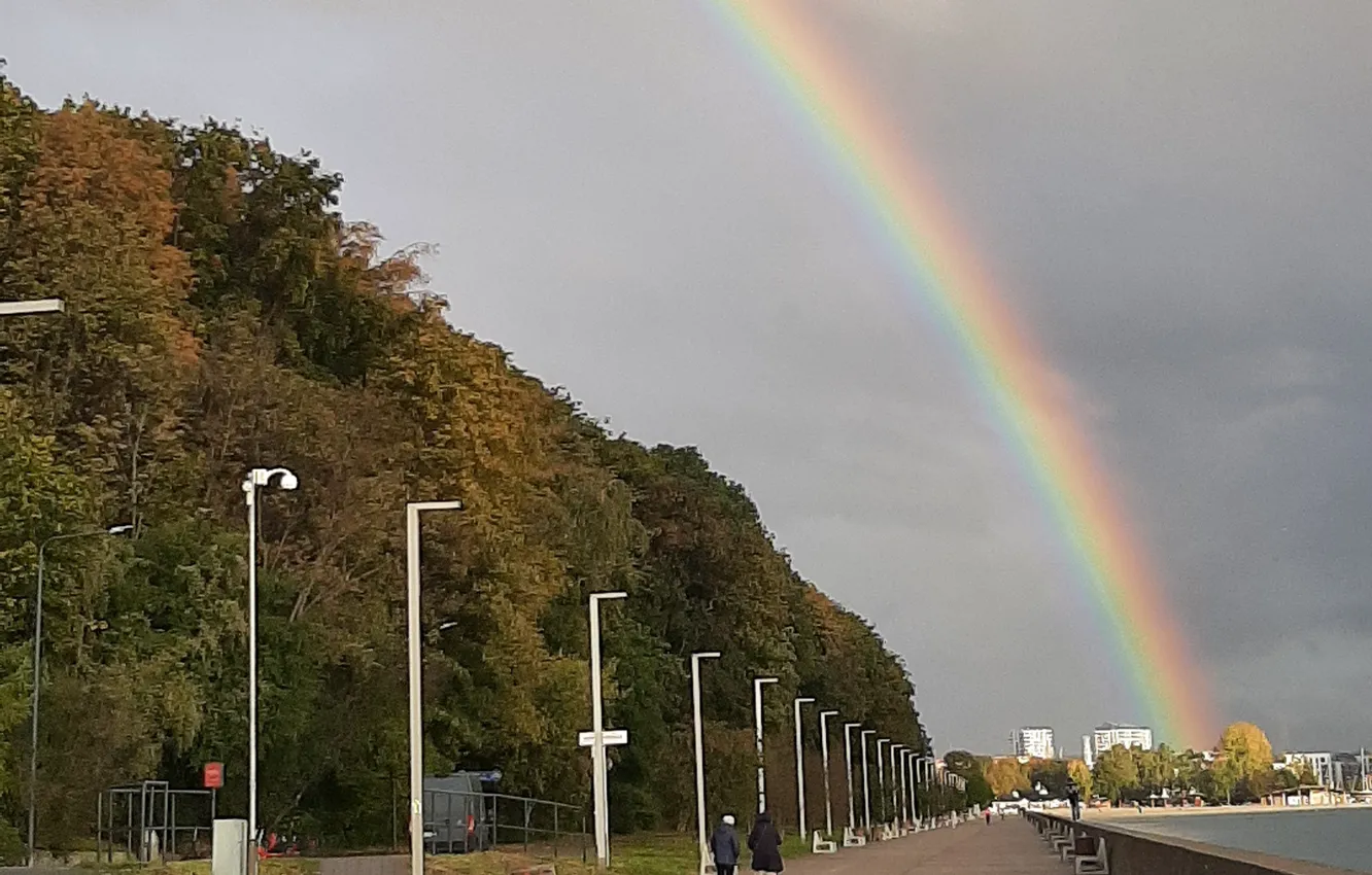 Photo wallpaper niebo, Rainbow, Drizzle