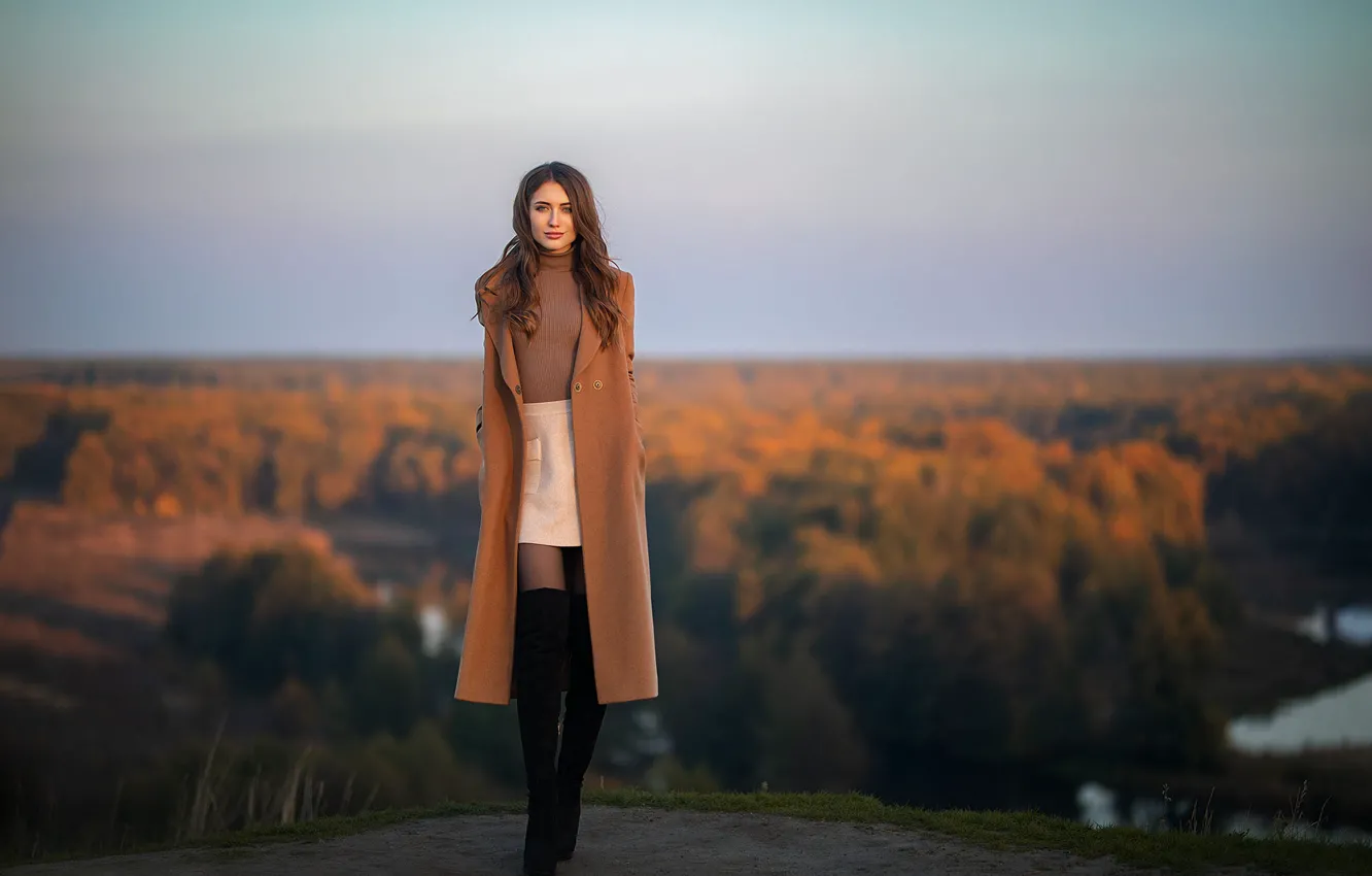 Photo wallpaper look, nature, coat, boots, Nastya, Dmitry Sn, Dmitry Shulgin, Dmitry Shulgin