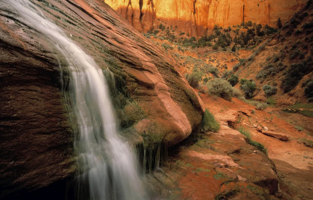Photo wallpaper water, rock, stones, waterfall, canyon