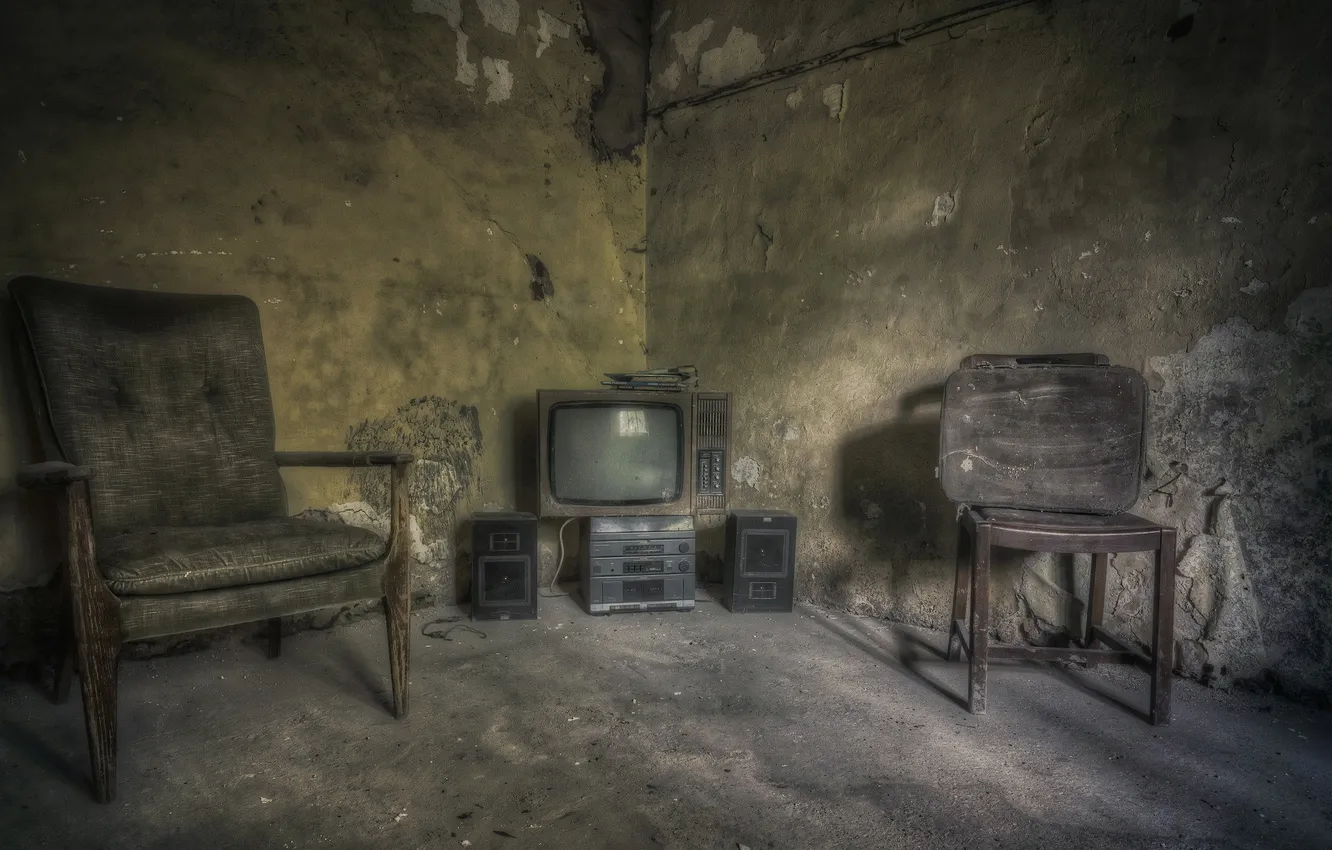 Photo wallpaper room, interior, chair, TV