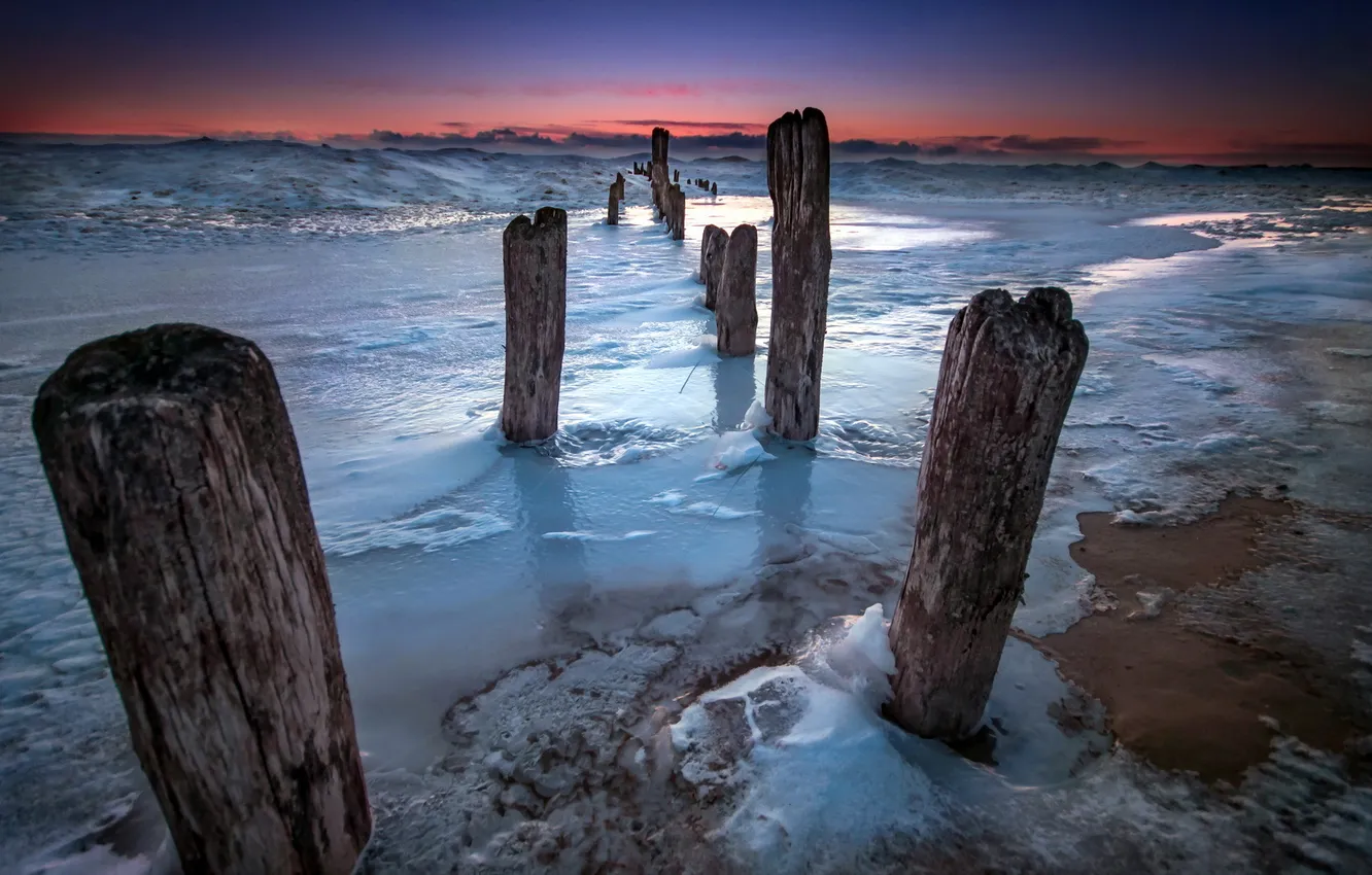 Photo wallpaper sea, landscape, sunset, nature, support