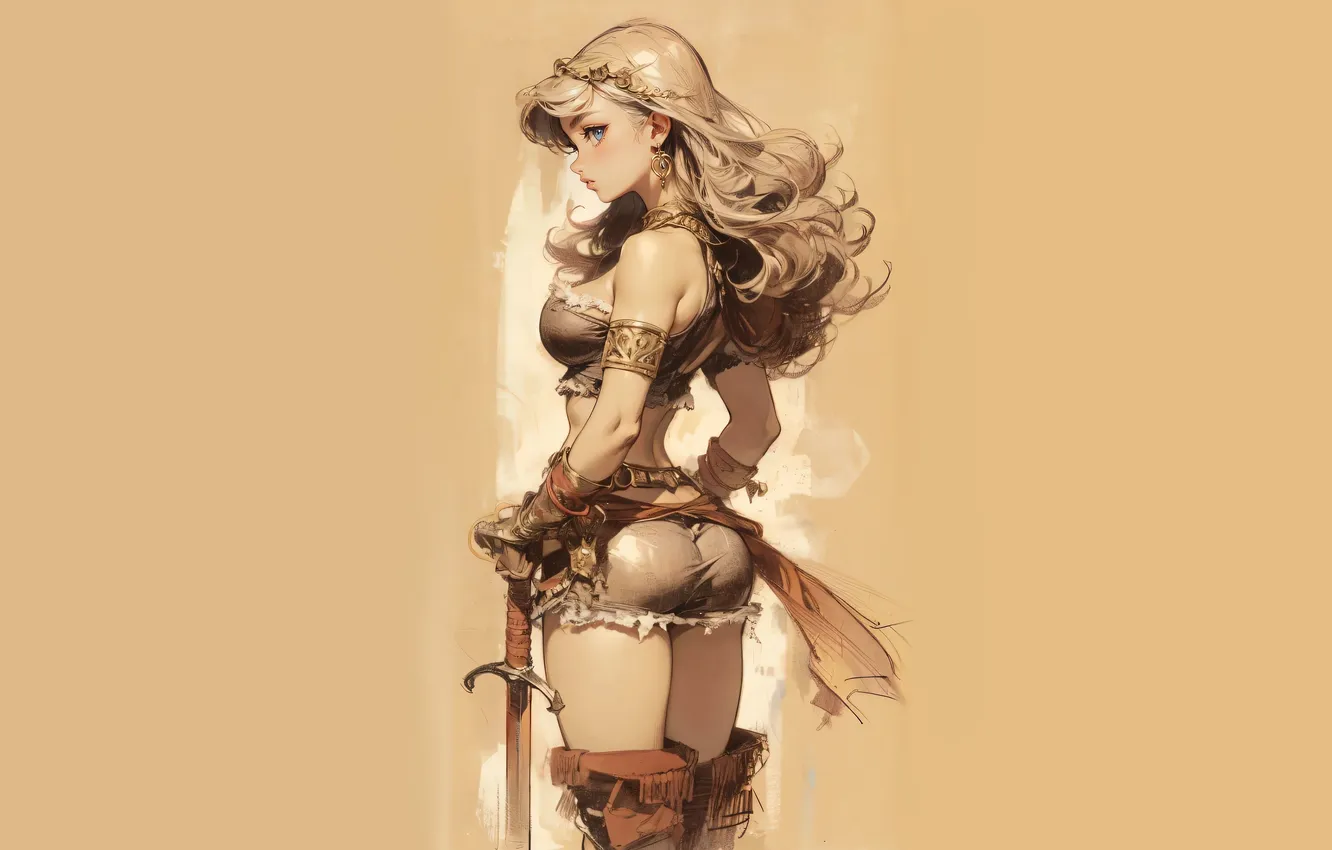 Photo wallpaper girl, hot, sexy, ass, boobs, anime, blonde, butt