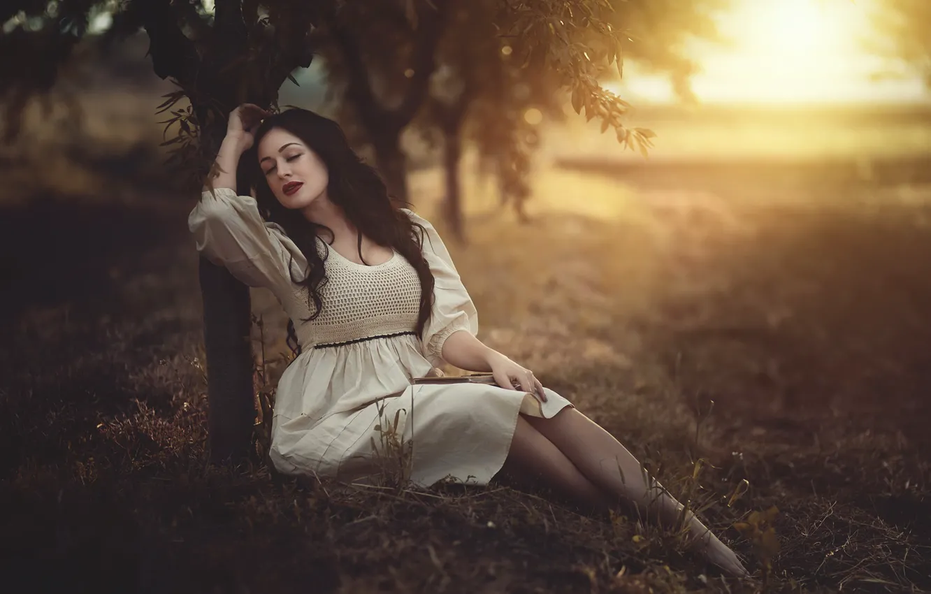 Photo wallpaper girl, light, nature