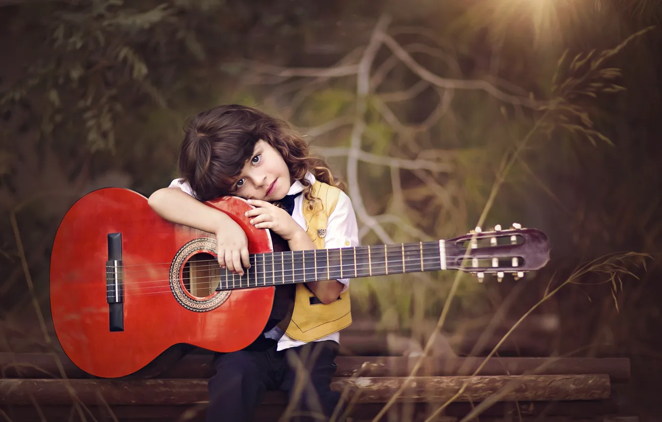 Photo wallpaper guitar, boy, Dina Telhami, Saleh