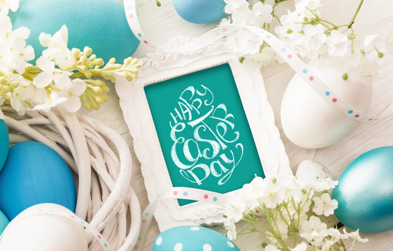 Photo wallpaper flowers, eggs, spring, Easter, flowers, spring, Easter, eggs