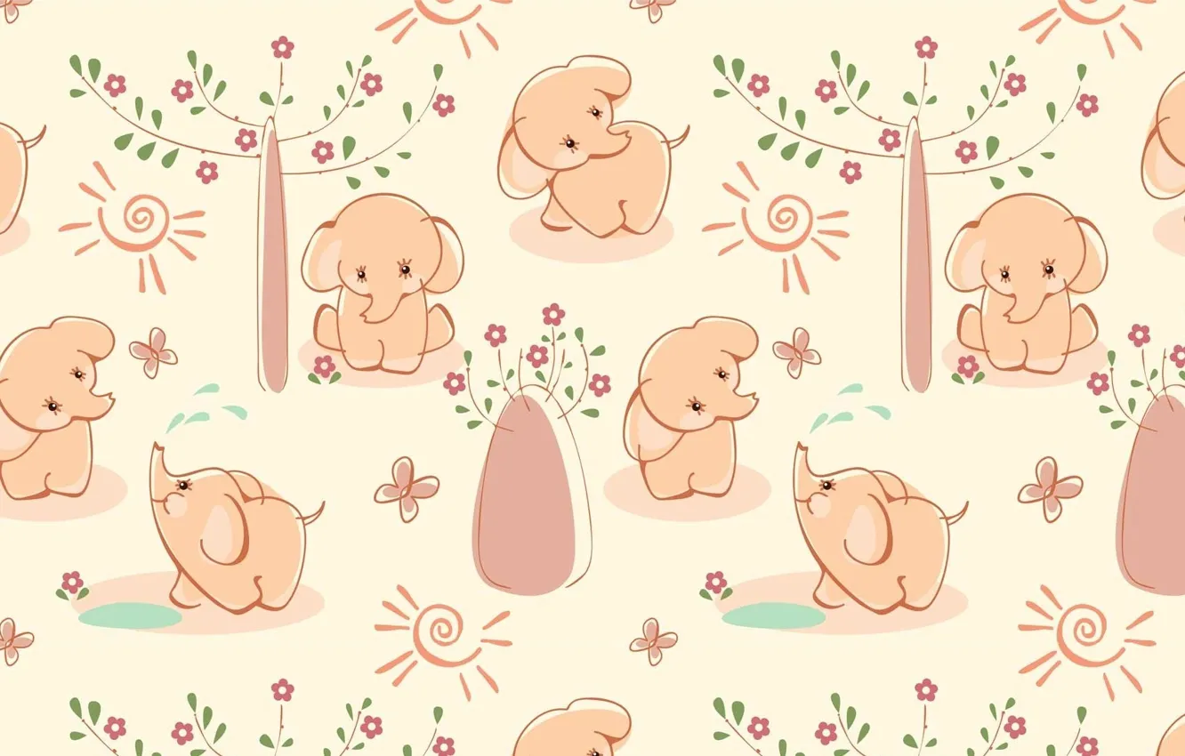 Photo wallpaper background, mood, texture, art, elephant, children's