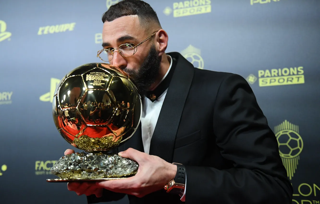 Photo wallpaper Golden ball, Karim Benzema, Karim Benzema