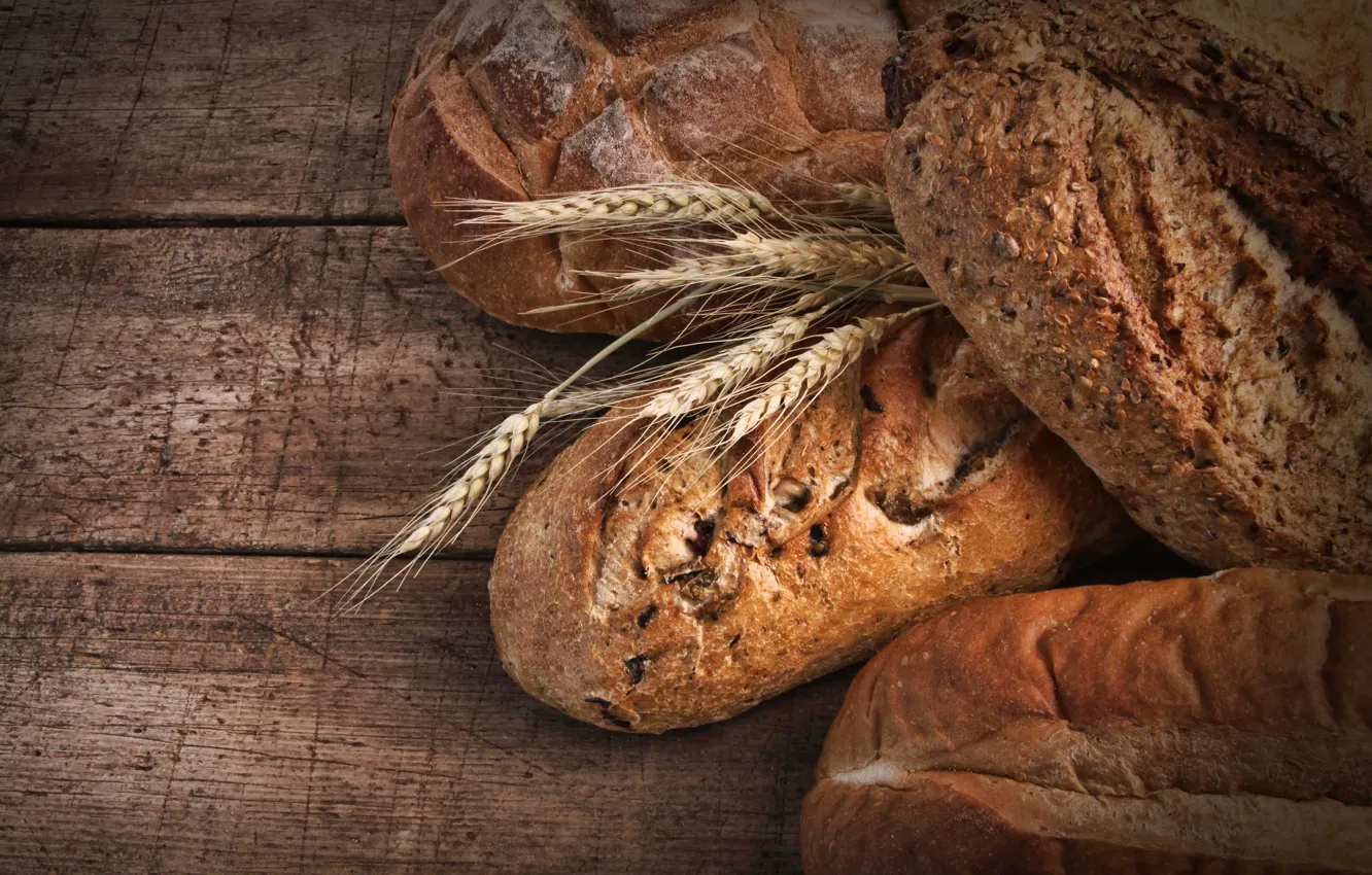 Photo wallpaper spikelets, bread, cakes