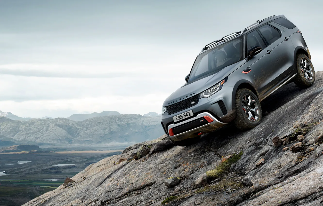 Photo wallpaper Land Rover, Discovery, 4x4, 2017, V8, on the rock, SVX, 525 HP