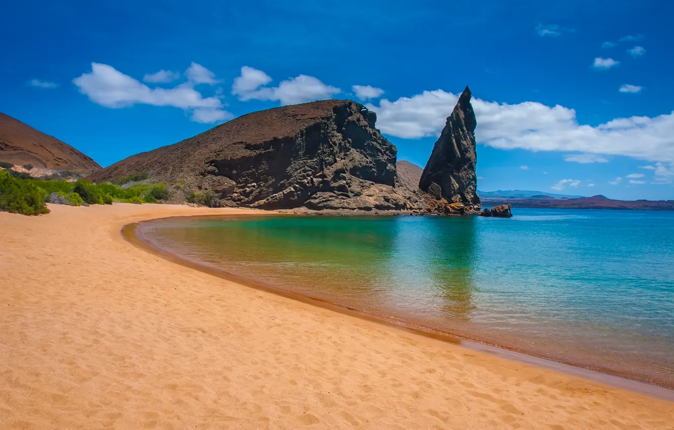 Photo wallpaper sand, sea, beach, landscape, rocks, The Galapagos Islands