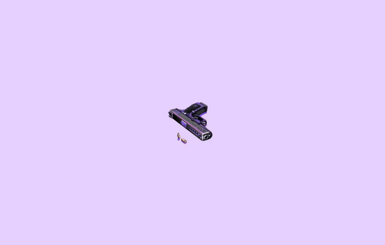 Photo wallpaper gun, minimalism, bullets, pink, Pixelart