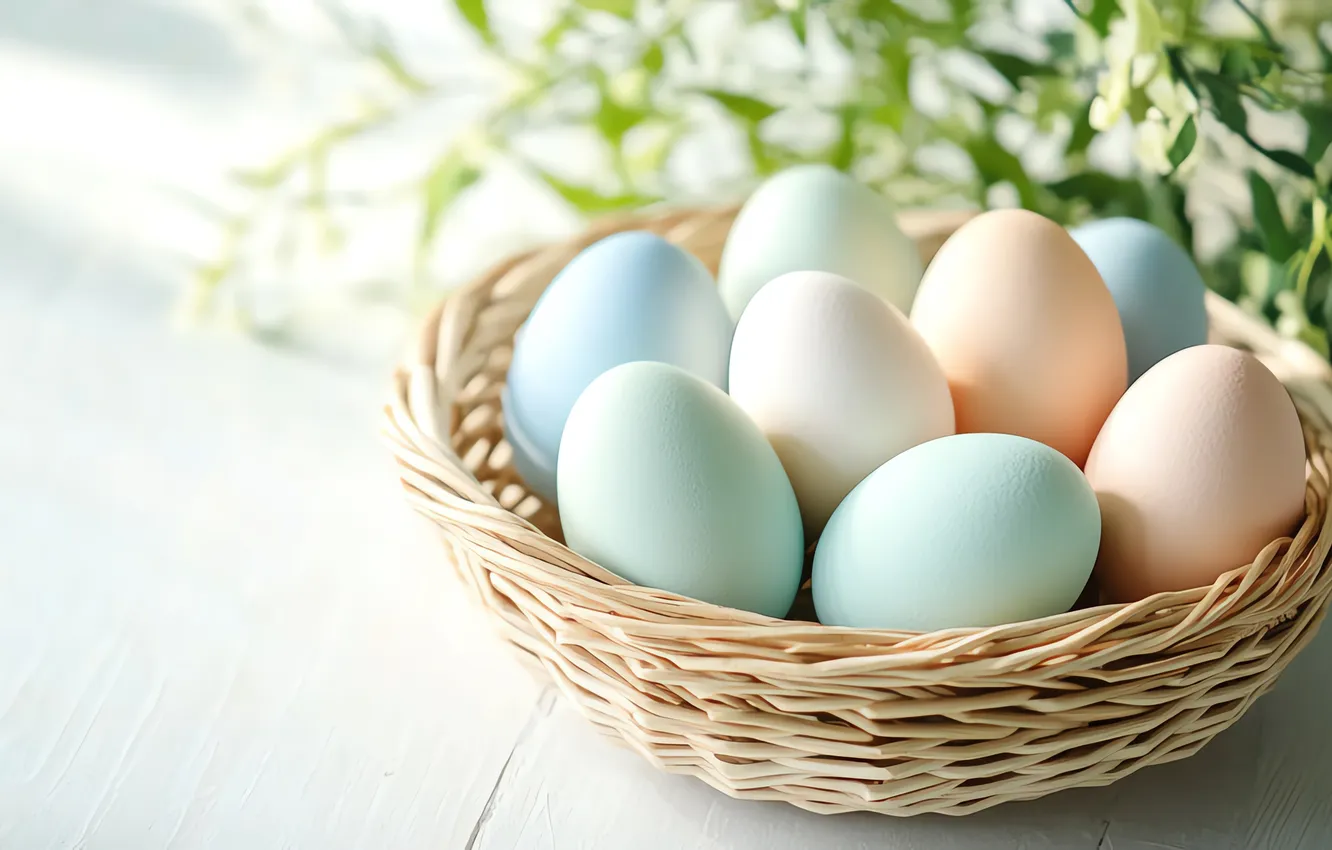 Photo wallpaper holiday, eggs, spring, Easter, eggs, AI art, neural network