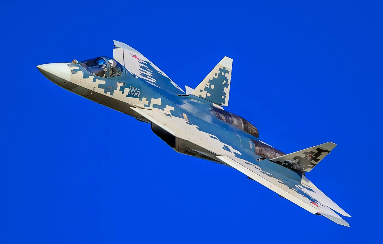 Photo wallpaper fighter, flight, multifunction, T-50, "PAK FA", Su-57, Su-57