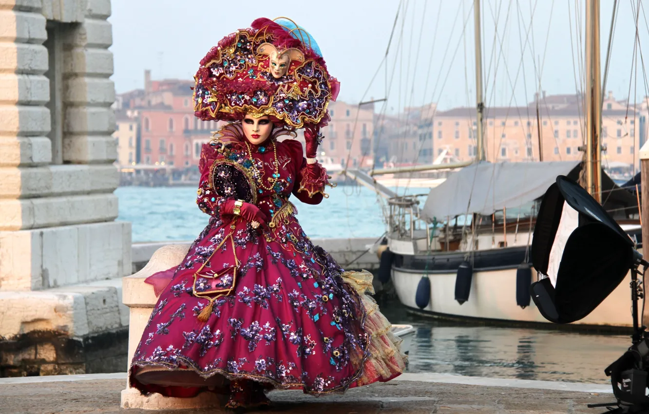 Photo wallpaper dress, mask, costume, carnival, Venice