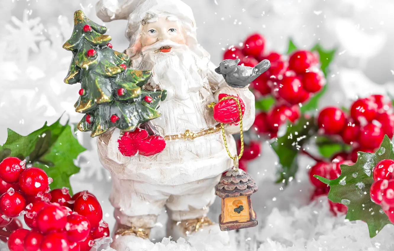 Photo wallpaper winter, snow, berries, new year, Christmas, Christmas, winter, snow