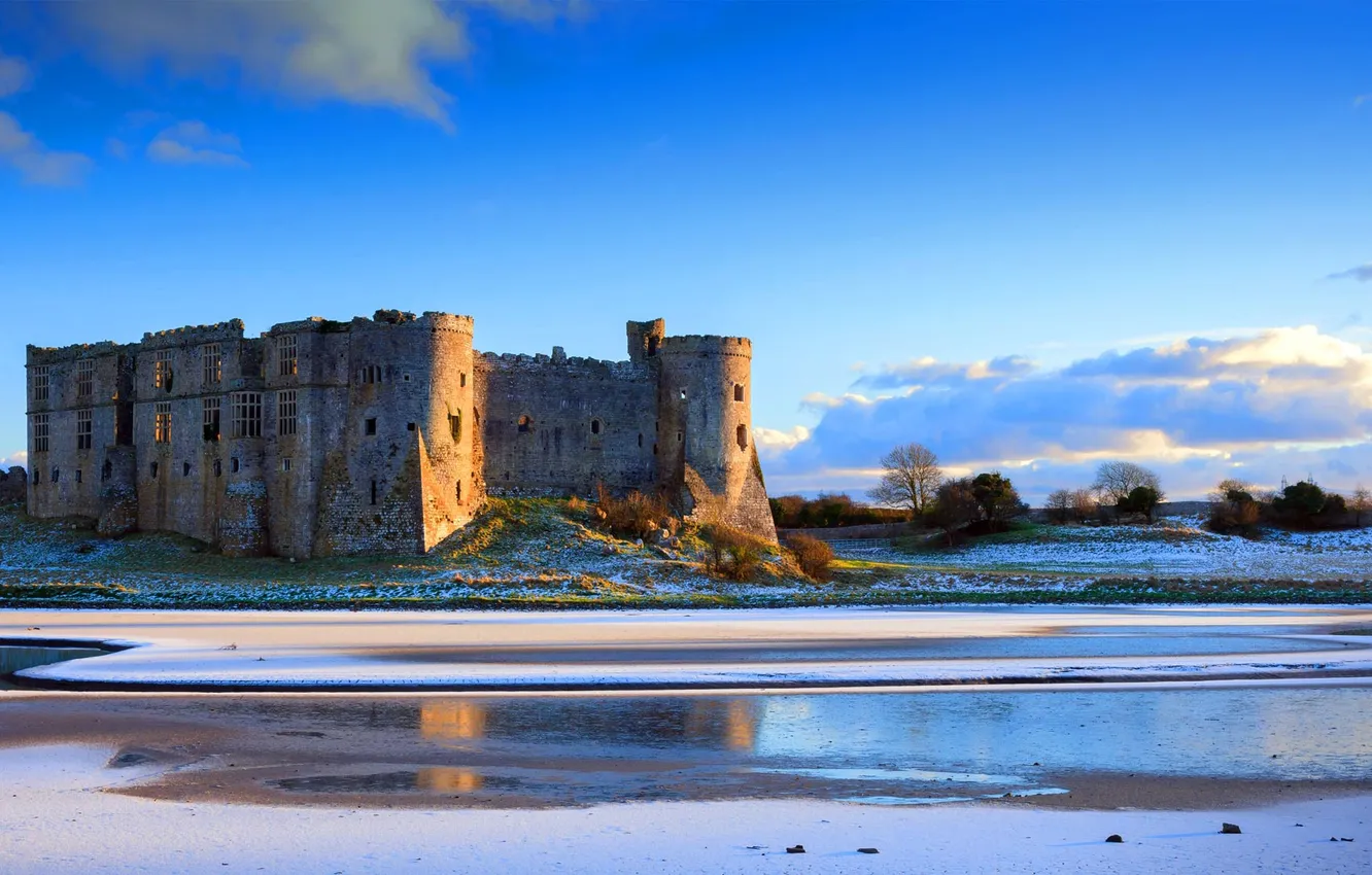 Photo wallpaper castle, Wales, Pembrokeshire, Carew