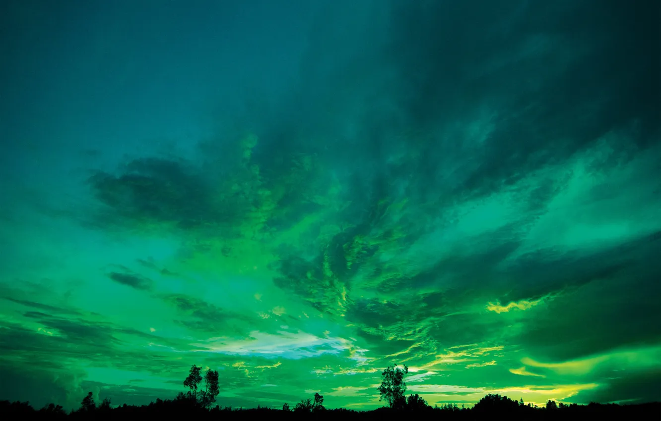 Photo wallpaper the sky, night, green