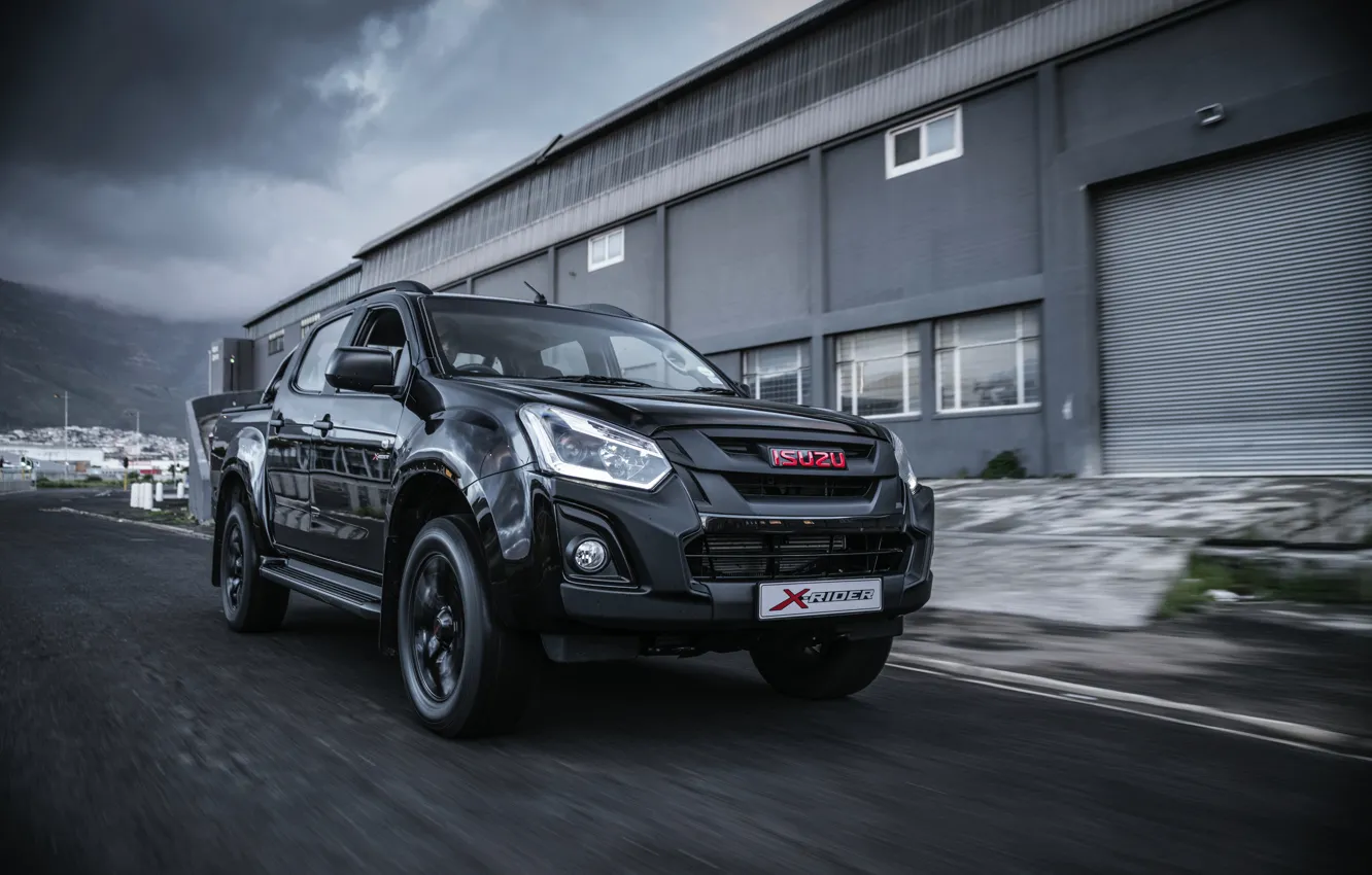 Photo wallpaper black, the building, pickup, Isuzu, D-Max, 2019, X-Rider Black