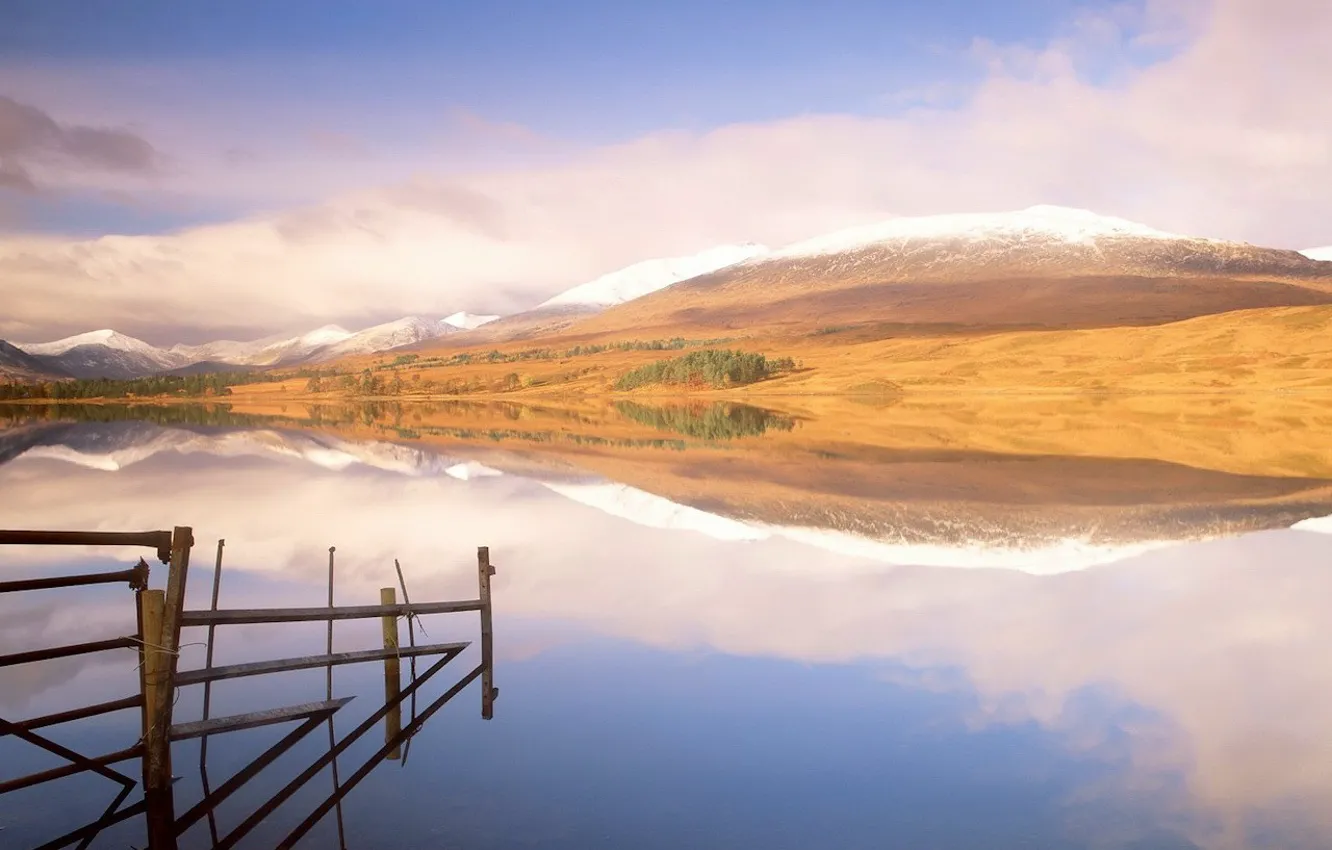 Photo wallpaper mountains, lake, reflection