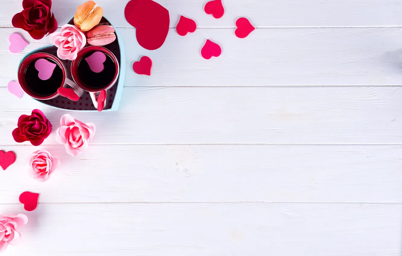 Photo wallpaper gift, heart, roses, hearts, love, heart, pink, romantic