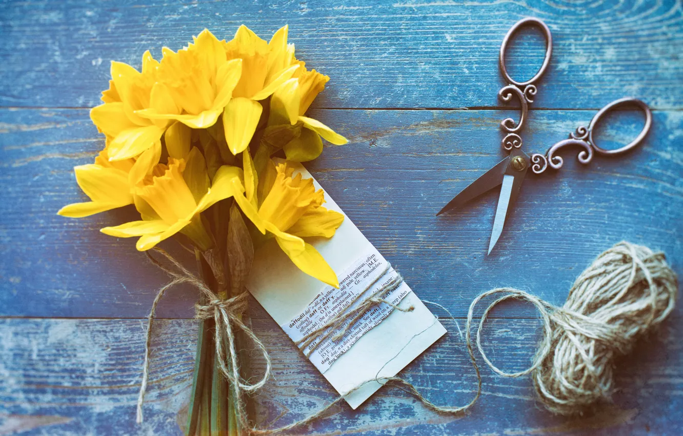 Photo wallpaper flowers, daffodils, composition