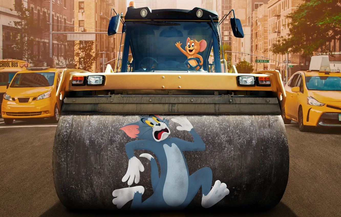 Photo wallpaper street, cartoon, rink, adventure, Comedy, Tom and Jerry, Tom and Jerry, family