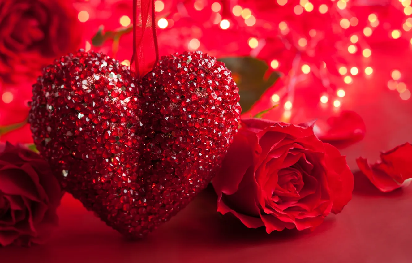 Photo wallpaper heart, rose, love, rose, heart, romantic, Valentine's Day