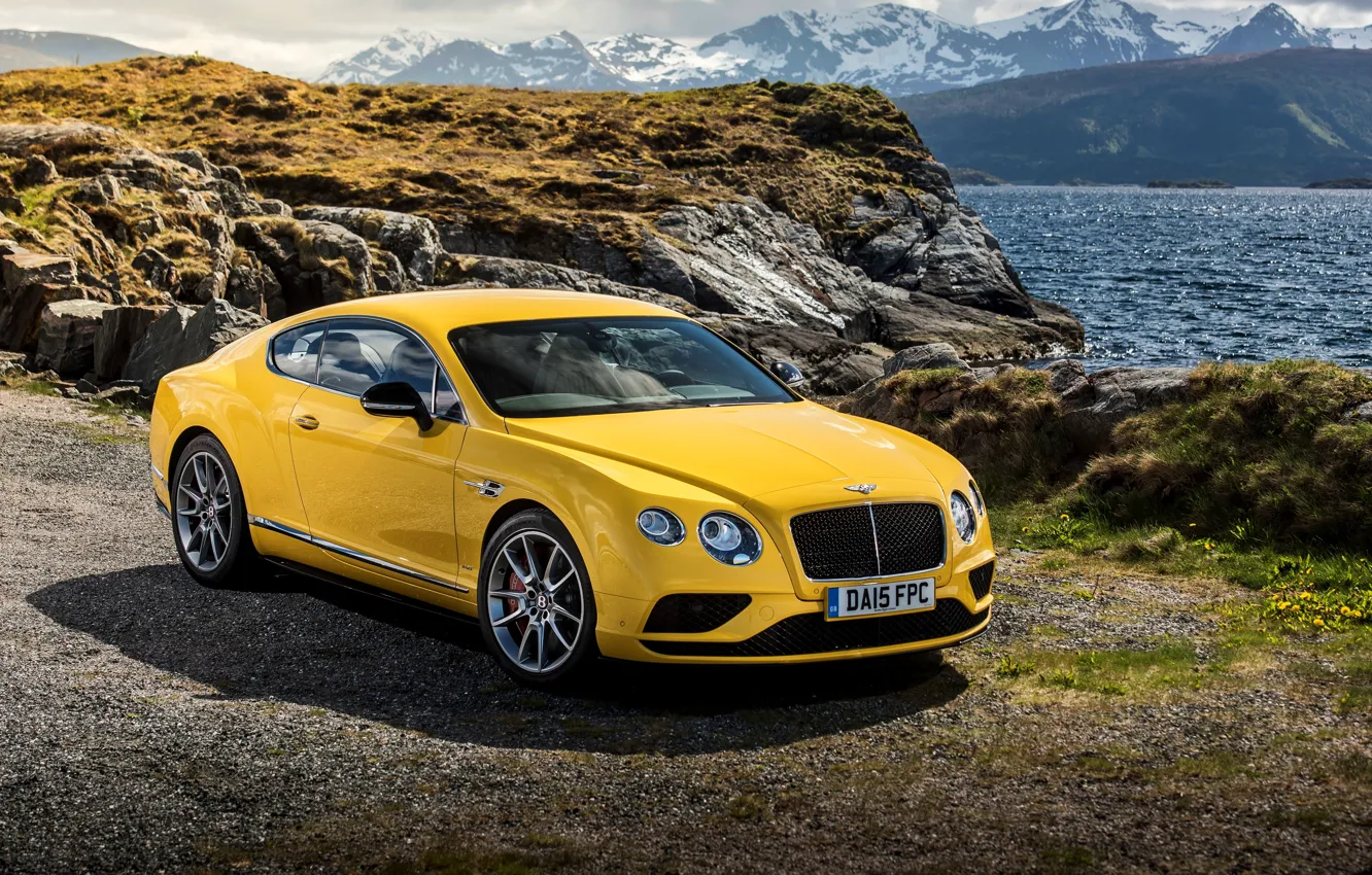 Photo wallpaper yellow, Bentley, Continental, Bentley, continental, V8 S, 2015