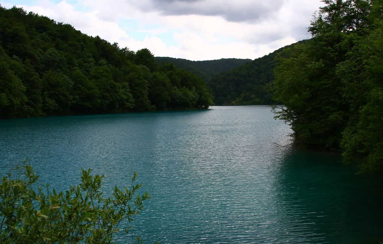 Photo wallpaper landscape, nature, lake, Croatia, plitvichskie