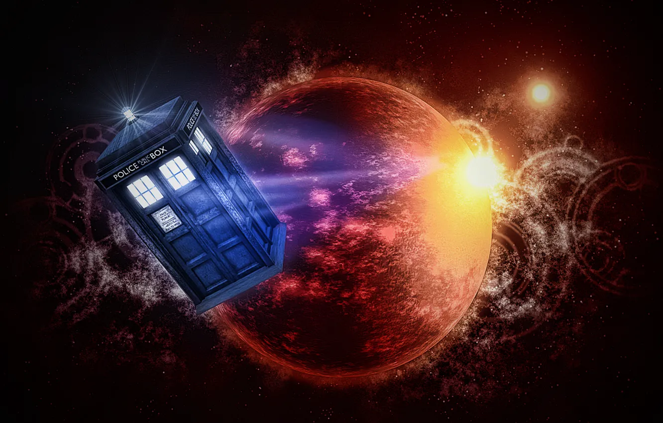 Photo wallpaper space, stars, space, planet, booth, Doctor Who, Doctor Who, The TARDIS