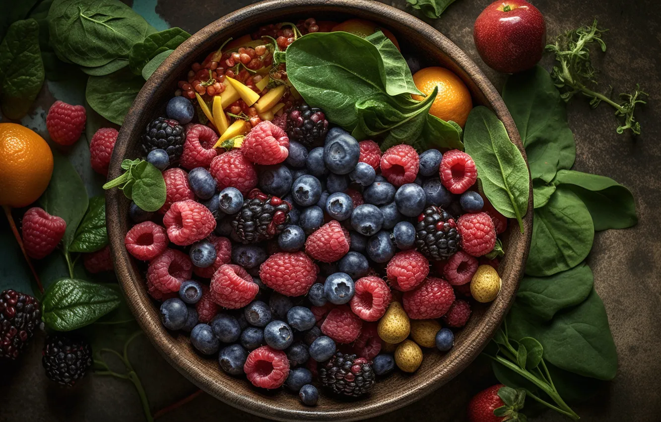 Photo wallpaper berries, food, fruit, different, a lot, juicy, delicious, cuts