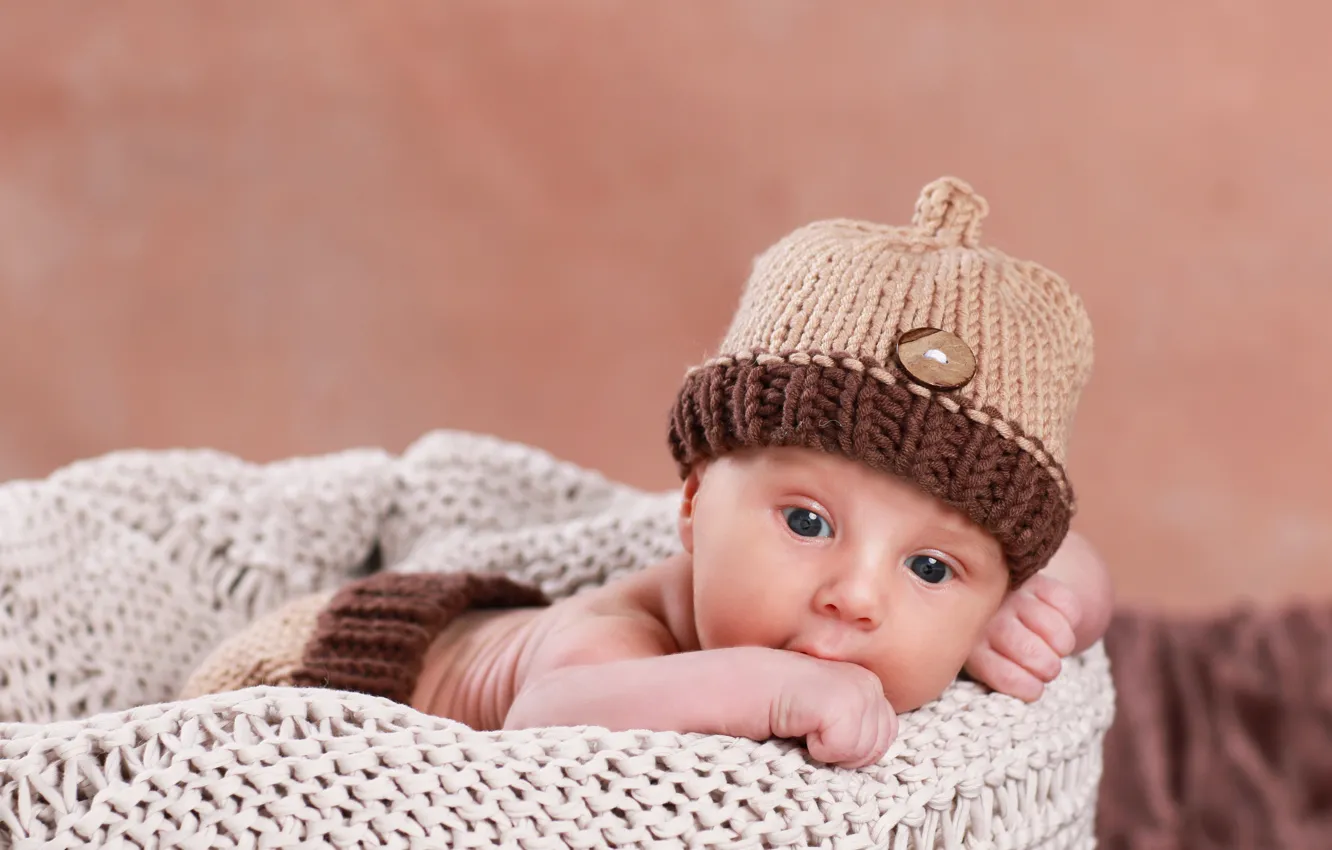 Photo wallpaper face, hat, baby, hat, baby, baby, Infants