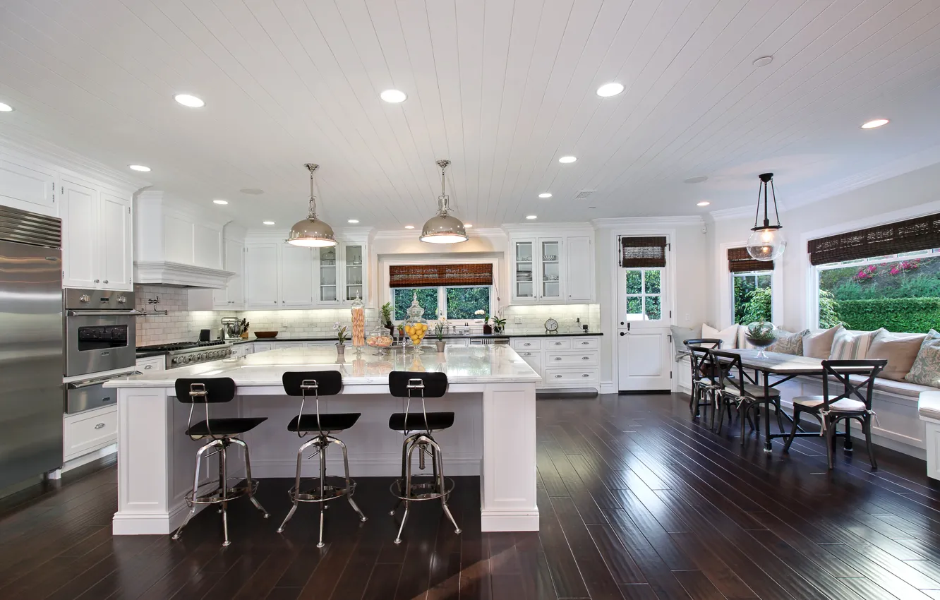 Photo wallpaper design, table, furniture, Villa, interior, kitchen, headsets