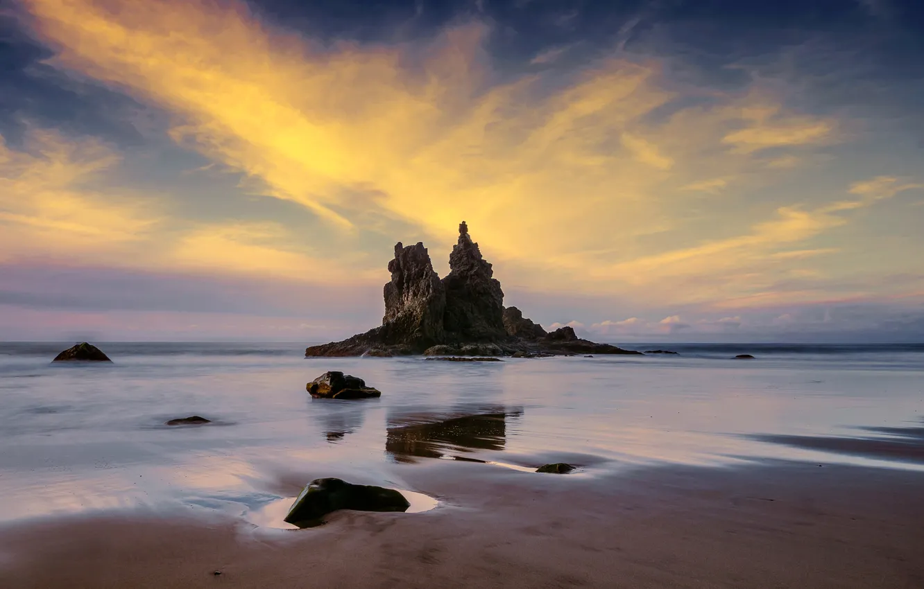 Photo wallpaper sea, rocks, shore, tide