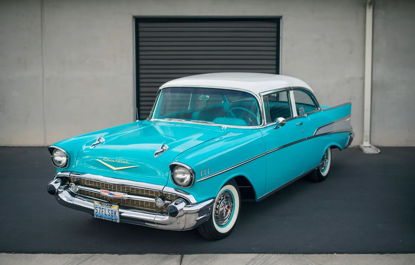 Photo wallpaper retro, classic, Bel Air, Chevy, 1957