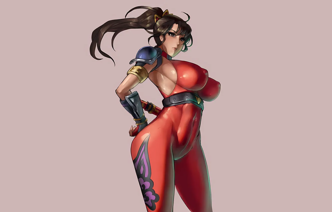 Photo wallpaper girl, sexy, Soul Calibur, cleavage, bodysuit, long hair, brown hair, boobs