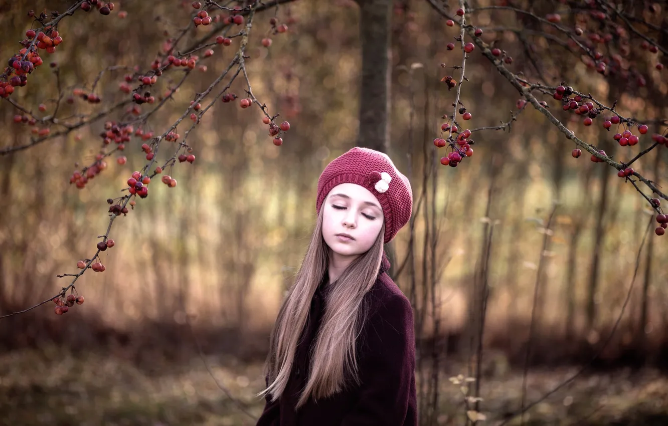 Photo wallpaper girl, Ranetki, apples